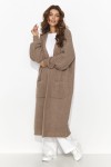 Damski sweter otwarty z kieszeniami cappuccino - Jeden rozmiar